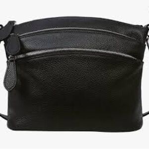 HESHE leather crossbody bag featuring genuine cowhide leather